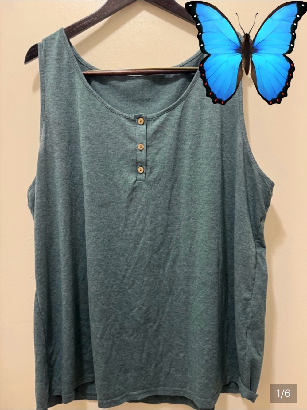 B2G1F Sleeveless Henley Tank Top in Teal